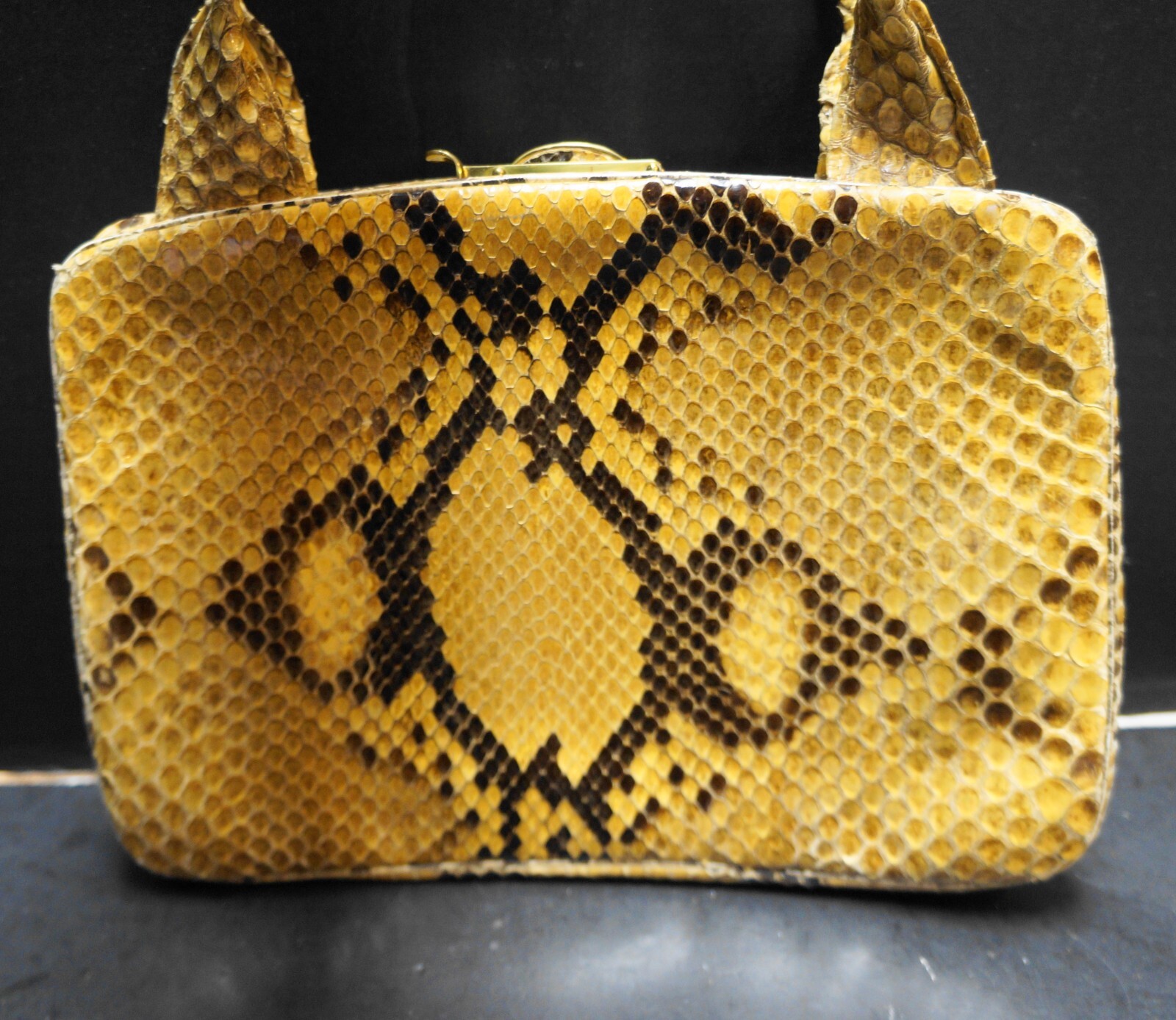 Vintage Python Snakeskin Tan Brown Handbag Purse - image 3