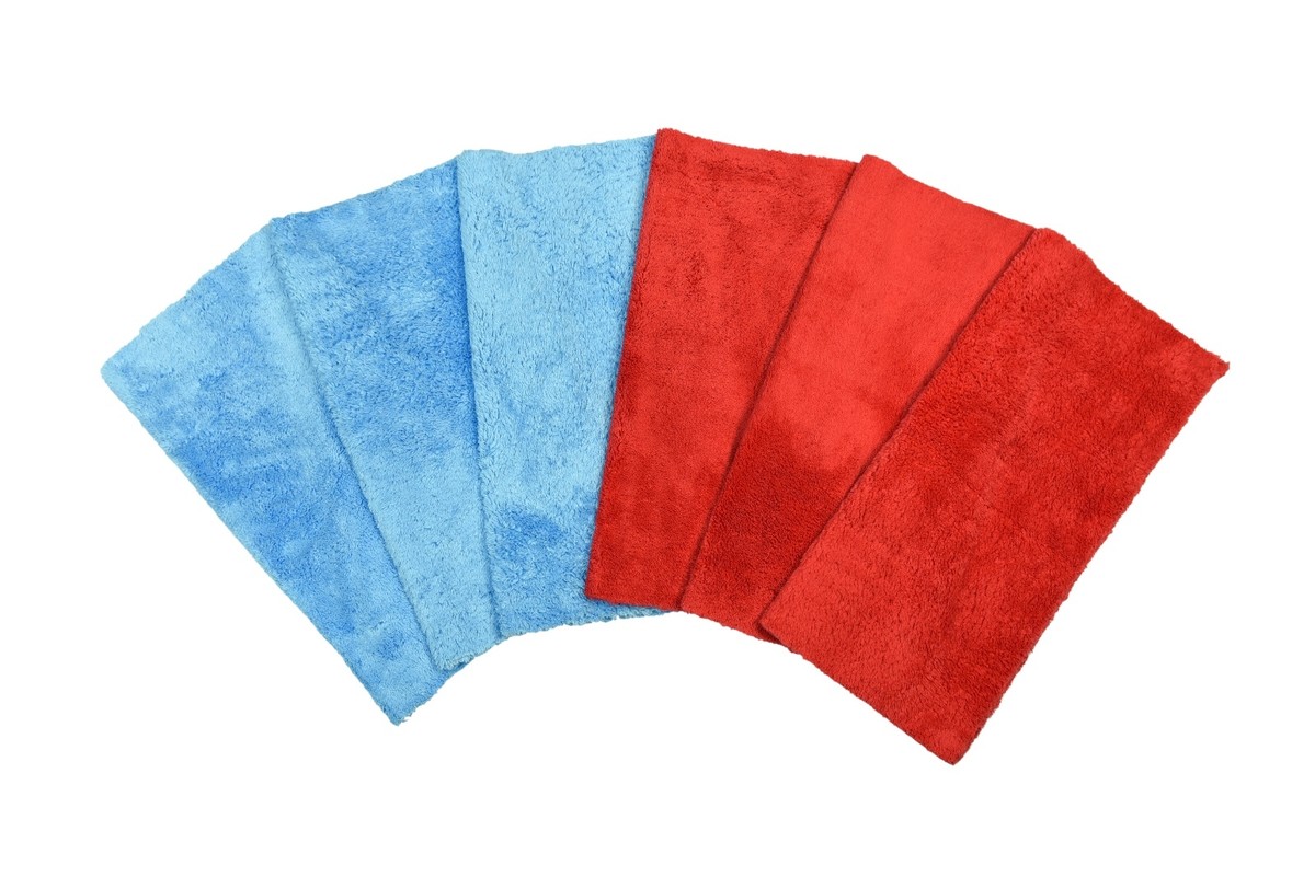 6-Pack 16x16 Inch Red Microfiber Towels - Edgeless, Scratch-Free Cleaning Cloths