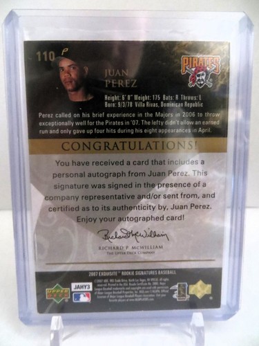 2007 Upper Deck Exquisite Rookie Signatures - #110 Juan Perez /235 (AU) - Picture 2 of 3