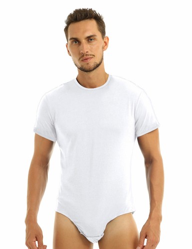 iEFiEL Herren Overall Kurzarm Bodysuit Druckknöpfe im Schritt Sportbody Tops - Picture 28 of 63