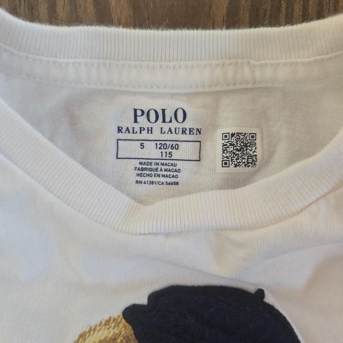 Girls Polo Ralph Lauren Polo Bear T Shirt 5 White Cotton Academia Plaid Prep Tee - Picture 5 of 7