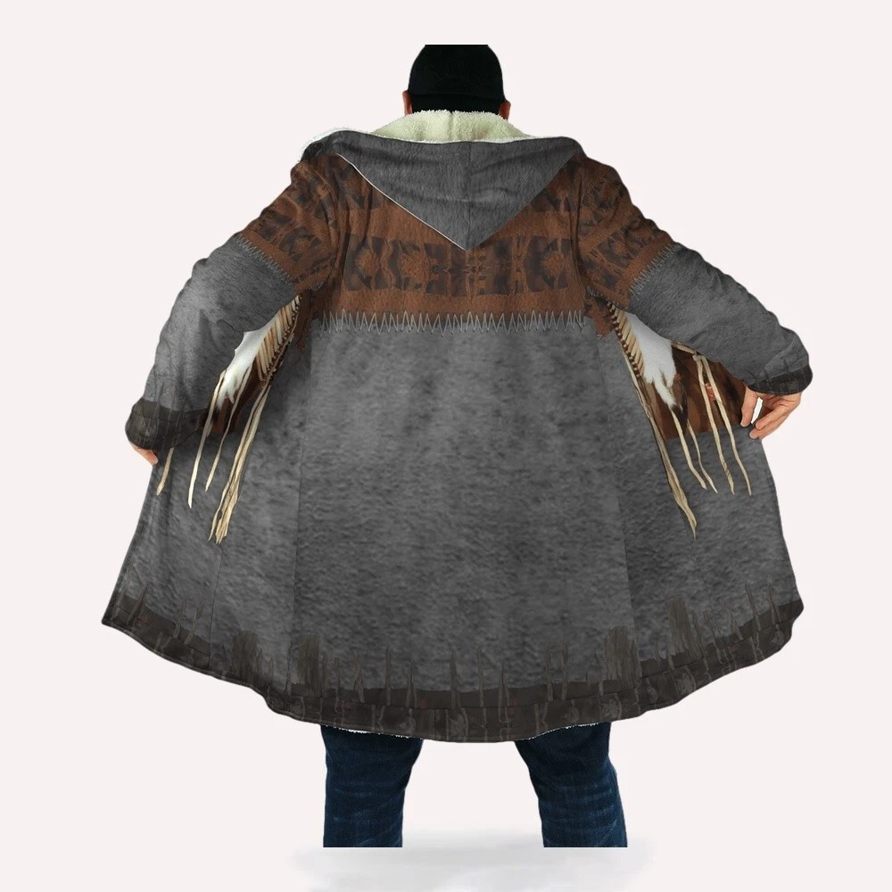 Heritage Fashion Vibes Native American 3D All Over Printed Hooded Cloak Coat