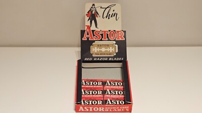 VINTAGE NOS GREECE UNOPENED RARE 6 PACKS SAFETY RAZOR BLADES''ASTOR'' TWIN RED