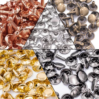 ARTANDCRAFTSUK 100 Stück Doppelkappe Nieten Nieten Leder Basteln Reparatur Rohrbolzen 4mm-15mm