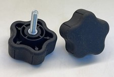 (2) Knob 50mm Plastic Five Pointed  Head Male M6-1mm x 25mm (23D17)