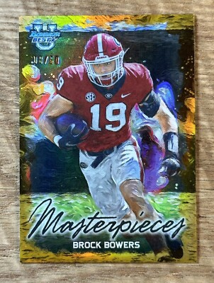 Brock Bowers 2023 Bowman University Best Masterpieces Gold Refractor /50 Georgia