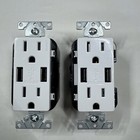 Leviton USB Charger/Tamper Resistant Outlet White 15A T5632  2pc