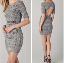 Rag & Bone Gray Marled Knit Cut Out Backless Crochet Bodycon Dress S