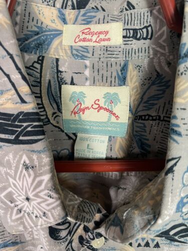 Reyn Spooner Men’s Hawaiian Shirt Cotton Tan Print Size Large - Picture 2 of 11