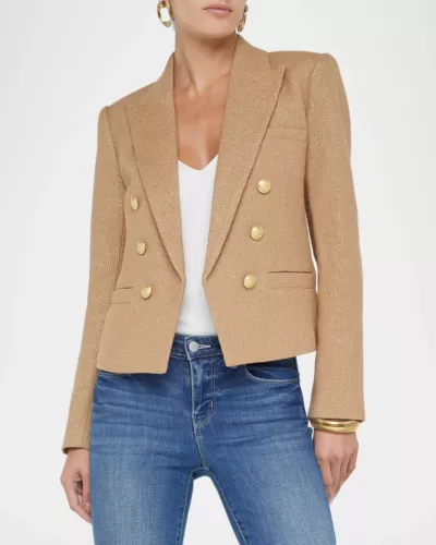 Mujeres AUTÉNTICO L'AGENCE Brooke Frente Abierto Blazer Abrigo Chaqueta Latte/Dorado - Imagen 2 de 14