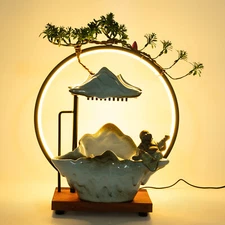 Indoor Waterfall Fountain Tabletop Fountain With Lights Waterfall Decor W/ Pump