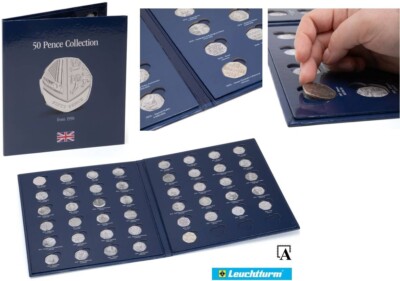 Leuchtturm Münzalbum Presso für 48x   50 Pence ab 1998  368471 Großbritannien