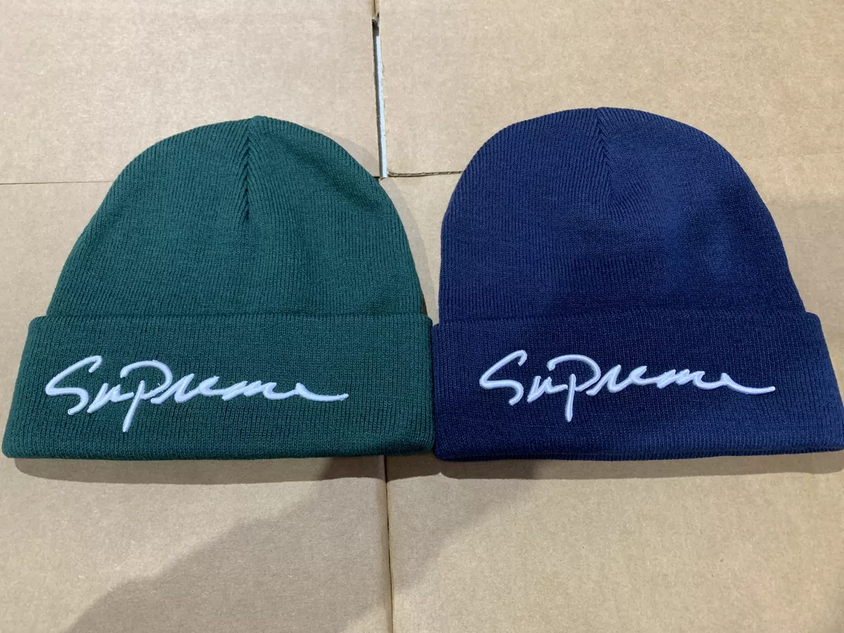 メンズSupreme Classic Script Beanie Navy - ニット帽/ビーニー