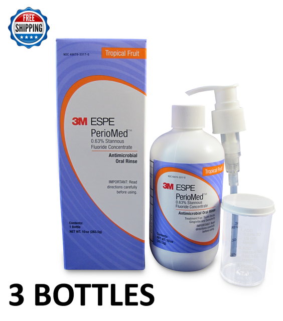 3M ESPE PerioMed 0.63 Stannous Fluoride Rinse Mouthwash TROPICAL FRUIT 3 BOXES eBay