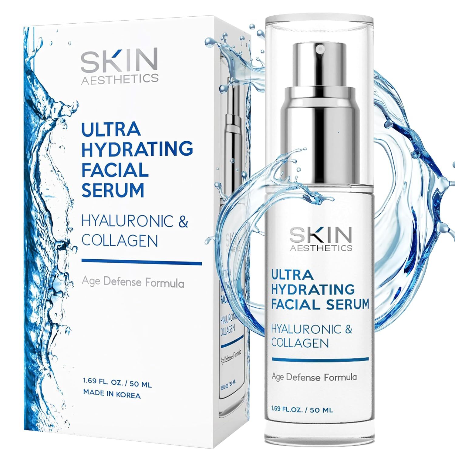 Hyaluronic Acid Collagen Face Serum for Anti-Aging Hydration & Wrinkles Scars USA Made-image