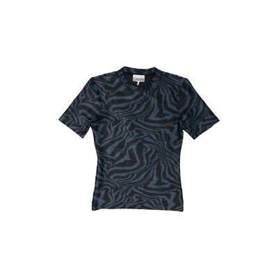 Ganni Tiger Wirbeldruck Top blau Damen Medium