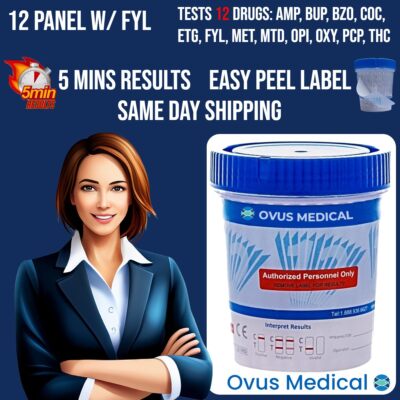 Ovus Medical 12 Panel Drug Test Cup FYL & ETG(PK/100)  *Same Day Shipping M-F