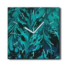 Image of Silent Clock Canvas 30x30 Painting Abstract Green Acrylic Picture Wall Art Decor