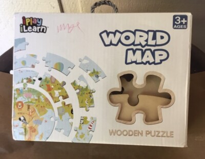 2016 Wooden Puzzle /iPlay,iLearn World Map /36 Pieces Original Box