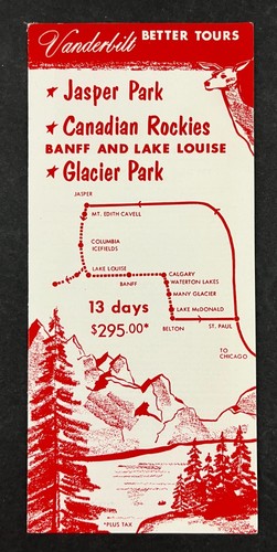 1959 Vanderbilt Tours Canada Glacier Park Banff Jasper VTG Travel Brochure