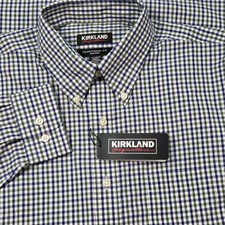 NWT Kirkland Signature Men  s Traditional Fit Dress Shirt Check 15.5 32/33