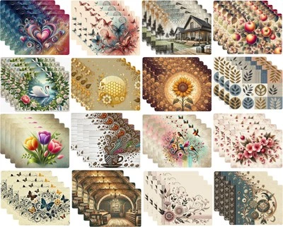 CASTLE SELECTION Set of 4 Cork Backed Placemats, Kitchen Table Decoration Hard Placemat 12" x 16"