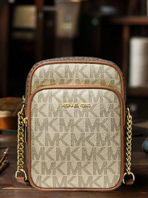 Michael Kors Jet Set Women Medium Metallic MK Logo Crossbody Bag