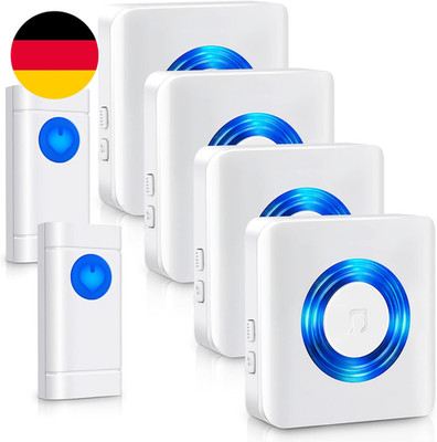 Funkklingel Aussen Wasserdicht, 4 Empfänger Und 2 Sender, Satisure Türklingel Fu