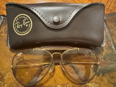 Ray Ban Leathers Aviators Sunglasses Bausch & Lomb Etched, Vintage 70s/80s 