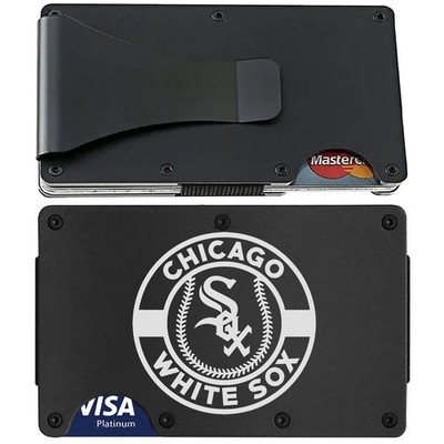 Chicago White Sox Engraved Titanium Black RFID Blocking Wallet w Clip D7