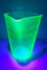 Vintage Federal Uranium Depression Glass 3 Spouted Measuring glass 4.25" tall