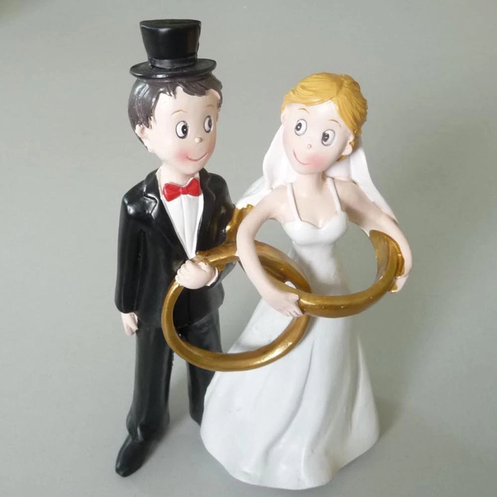 Statuine In Resina Sposa E Sposo Fuggitivo - Divertenti Figure Per Torta Nuziale E Decorazione - Nero