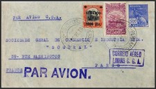 Brazil. Cover Yvert 205, Air 9 and 20. 1930. 500 reis overseas, 2000 reis over