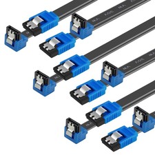 6 Pack SATA III Cable 6Gbps 18 Inch 90 Degree Right Angle Locking Latch Blue Set