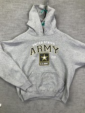 United States Army Hoodie Mens L Gray Graphic Fleece Sweatshirt Pullover
