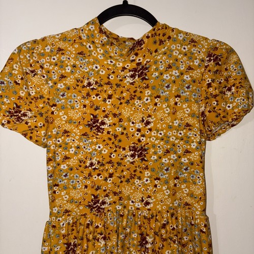Rue21 ~ Size Small Women's Yellow/Orange Floral Short Puff Sleeve Shift Dress - Picture 2 of 6