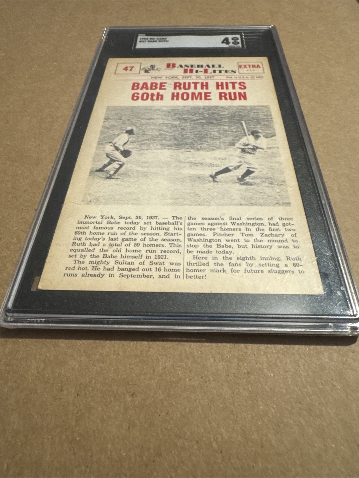 Babe Ruth Vintage Baseball SGC 4 New York Yankees Nu-Card Antique 1960 Scratches view 5