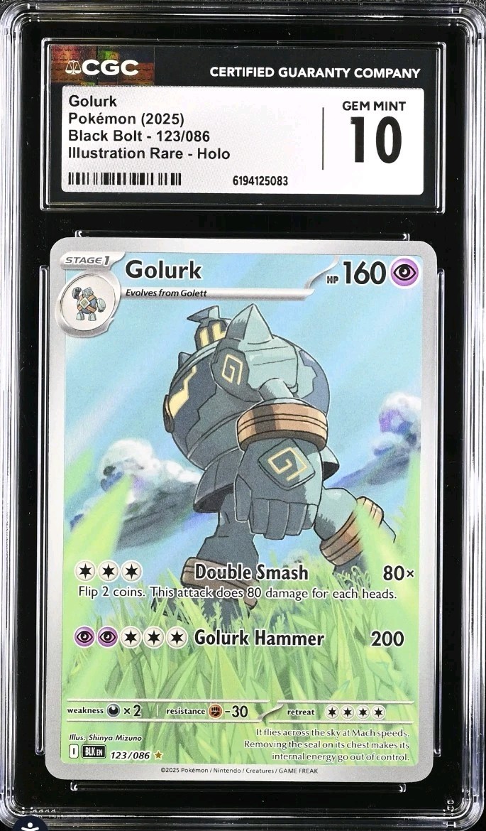 Golurk 123/086 Illustration Rare IR Holo Pokemon Black Bolt CGC 10 GEM MINT