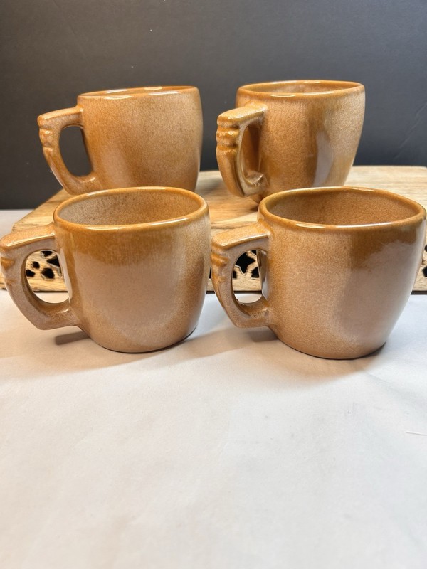 Vintage Frankoma Prairie Brown Plainsman Coffee Mugs 3”T