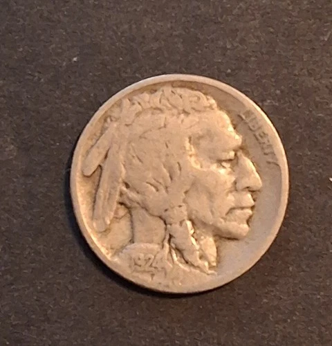 1924 Buffalo Nickel US Coin - Fine F Full Date