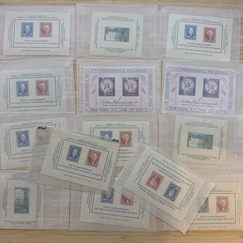 US Stamp Souvenir Sheets Lot 12 Blocks MNH MH Mint Collection Glassines Vintage