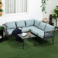 Outsunny 4 Tlg. Rattan GartenmöBel-Set, Sitzgarnitur Mit Kissen FüR Balkon Alu