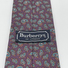 Burberrys London Purple Floral Tie 100 Pure Silk Men  s Hand Sewn Easter Church