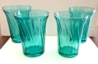 Set of 4, Jeannette Ultramarine (Aqua)  Swirl  Flat Tumblers   (Lot A)