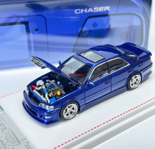 TG Model1 1:64 JDM Blue Chaser JZX100 MK6 Sports Model Diecast Metal Car New