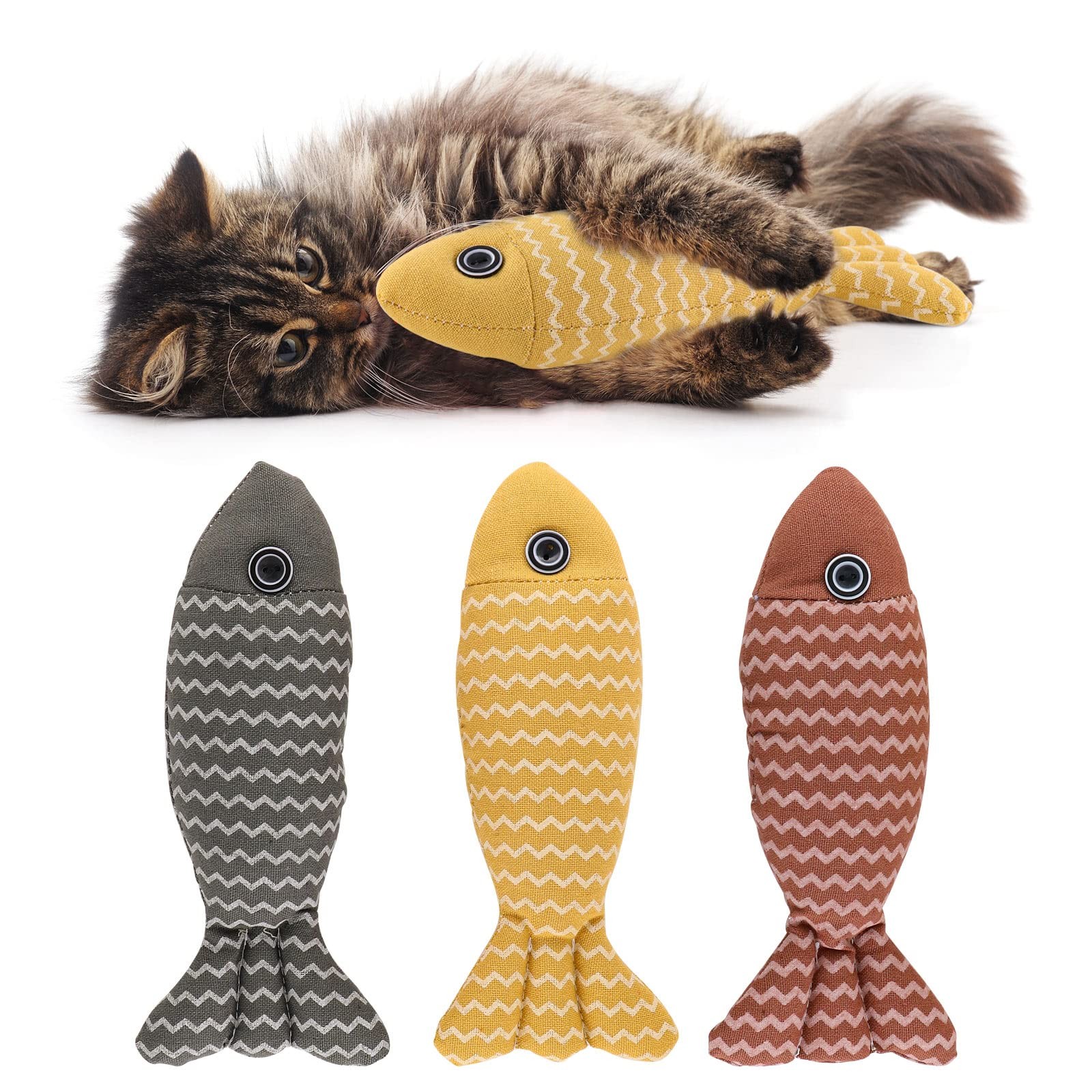 Jouet pour chat herbe à chat cataire poisson lot de 3 pour chaton