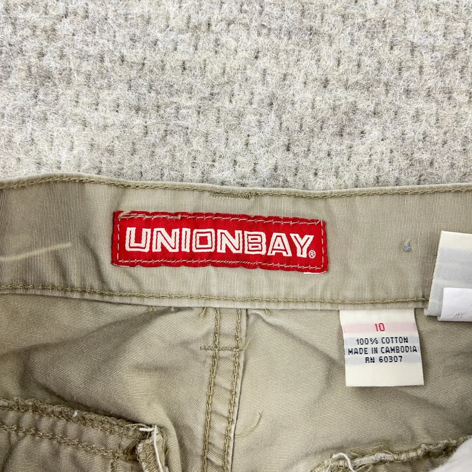 Shorts de carga vintage Y2K Unionbay meninos 10 cáqui bronzeado folgado skate juvenil retrô - Imagem 3 de 4