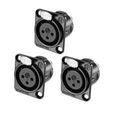 XLR Female Jack Panel Mount Microphone Connector Adapter Converter Black 3pcs
