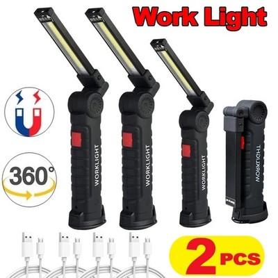 2 Stück Arbeitsleuchte Wiederaufladbar LED Magnet COB Inspektion Taschenlampe Typ-C Kabellos