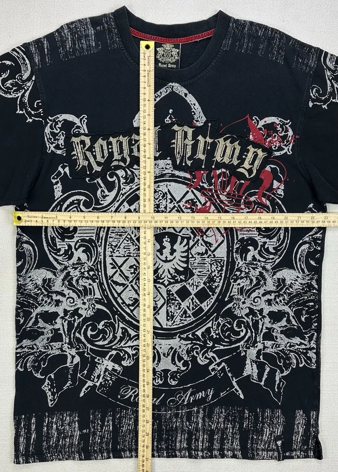 Camisa Grunge Gótica Negra Estilo Aflicción Ejército Real Y2K De Colección Para Hombres Talla XL Foto 2 de 4